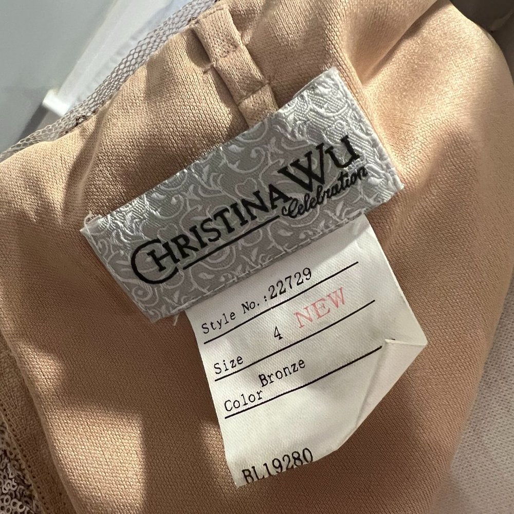 Sparkly Bronze Sequin Gown by Christina Wu - Picture 5 of 5